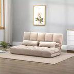 Poltrona Divano Convertibile da Pavimento HOMCOM, Letto Pieghevole, Chaise Longue per Ospiti con 2 Cuscini, Schienale e Poggiatesta Regolabili