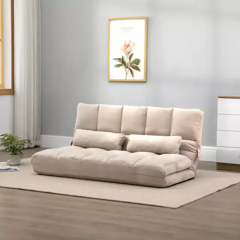 Poltrona Divano Convertibile da Pavimento HOMCOM, Letto Pieghevole, Chaise Longue per Ospiti con 2 Cuscini, Schienale e Poggiatesta Regolabili