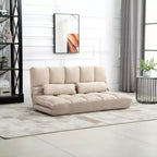 Poltrona Divano Convertibile da Pavimento HOMCOM, Letto Pieghevole, Chaise Longue per Ospiti con 2 Cuscini, Schienale e Poggiatesta Regolabili