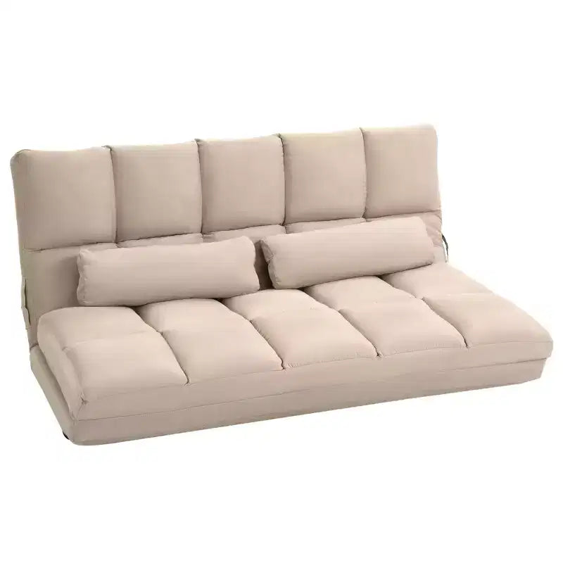 Poltrona Divano Convertibile da Pavimento HOMCOM, Letto Pieghevole, Chaise Longue per Ospiti con 2 Cuscini, Schienale e Poggiatesta Regolabili