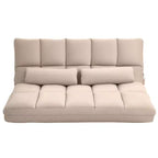 HOMCOM Convertible Floor Sofa Chair, Folding Couch Bed, Guest Chaise Lounge with 2 Pillows, Adjustable Backrest and Headrest