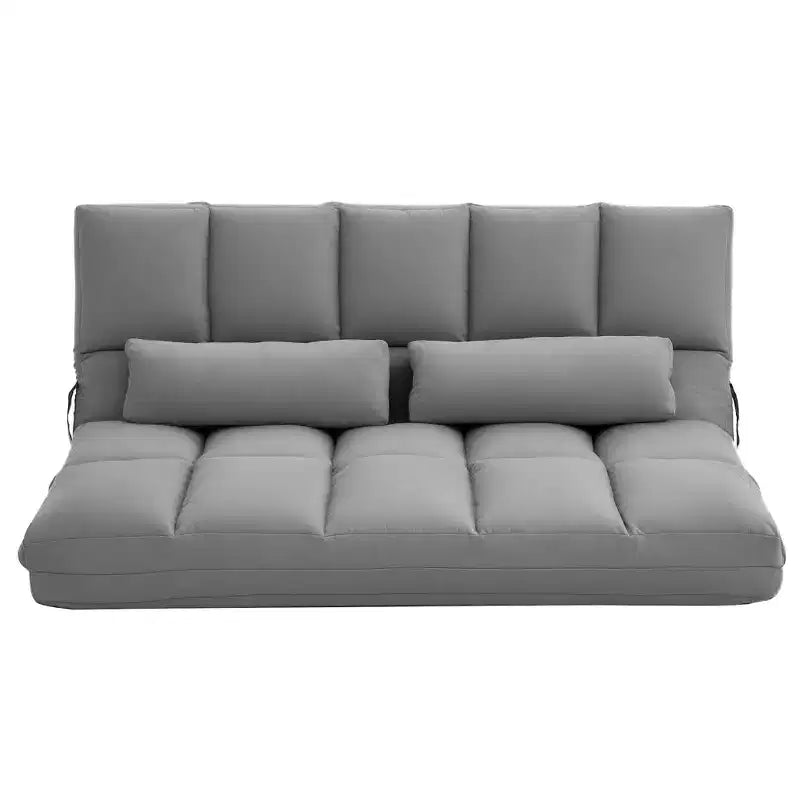 Poltrona Divano Convertibile da Pavimento HOMCOM, Letto Pieghevole, Chaise Longue per Ospiti con 2 Cuscini, Schienale e Poggiatesta Regolabili