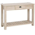 HOMCOM Console Side Entryway Table with Storage Drawer, Bottom Shelf, and Strong Sturdy Construction, White Oak