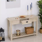 HOMCOM Consolle da ingresso con cassetto portaoggetti, ripiano inferiore e struttura robusta, Rovere Bianco