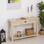 HOMCOM Consolle da ingresso con cassetto portaoggetti, ripiano inferiore e struttura robusta, Rovere Bianco