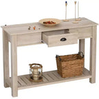 HOMCOM Consolle da ingresso con cassetto portaoggetti, ripiano inferiore e struttura robusta, Rovere Bianco