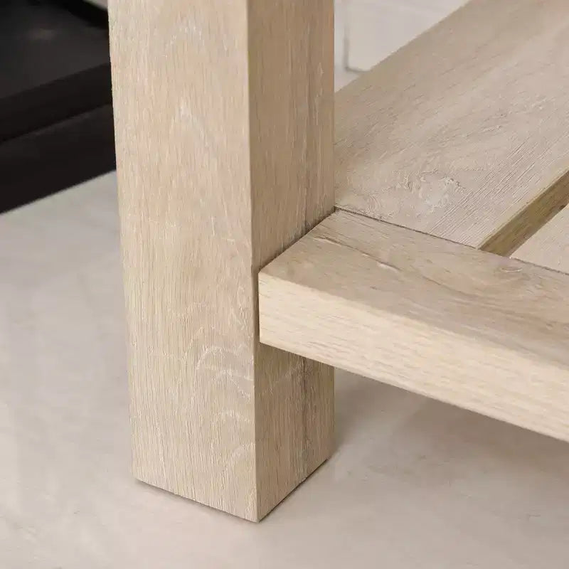 HOMCOM Consolle da ingresso con cassetto portaoggetti, ripiano inferiore e struttura robusta, Rovere Bianco