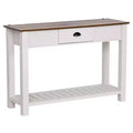 HOMCOM Console Side Entryway Table with Storage Drawer, Bottom Shelf, and Strong Sturdy Construction, White