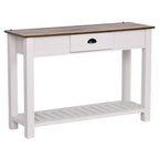 HOMCOM Console Side Entryway Table with Storage Drawer, Bottom Shelf, and Strong Sturdy Construction, White