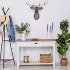 HOMCOM Tavolo Consolle da Ingresso con Cassetto Portaoggetti, Ripiano Inferiore e Struttura Robusta, Bianco