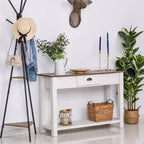 HOMCOM Tavolo Consolle da Ingresso con Cassetto Portaoggetti, Ripiano Inferiore e Struttura Robusta, Bianco