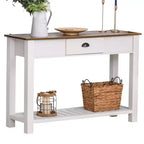 HOMCOM Tavolo Consolle da Ingresso con Cassetto Portaoggetti, Ripiano Inferiore e Struttura Robusta, Bianco