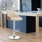 Sgabello da bar ad altezza regolabile Asher con rivestimento in similpelle cromato - Armen Living