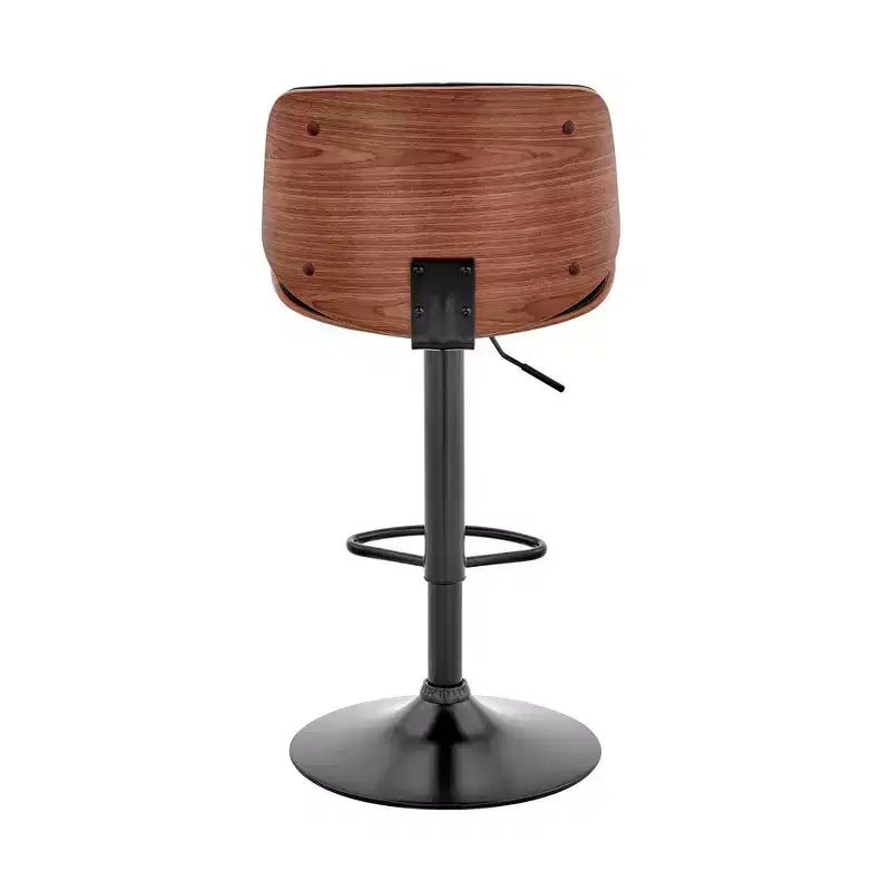 Sgabello da bar Brock regolabile in altezza con seduta in similpelle, schienale con finitura noce e base in acciaio - Armen Living