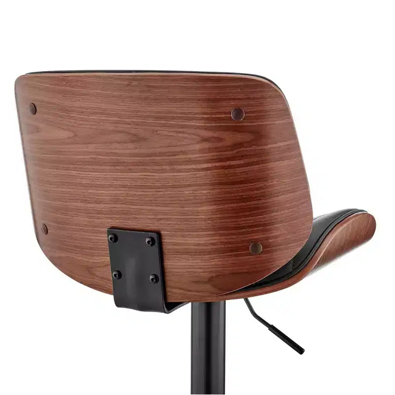 Sgabello da bar Brock regolabile in altezza con seduta in similpelle, schienale con finitura noce e base in acciaio - Armen Living