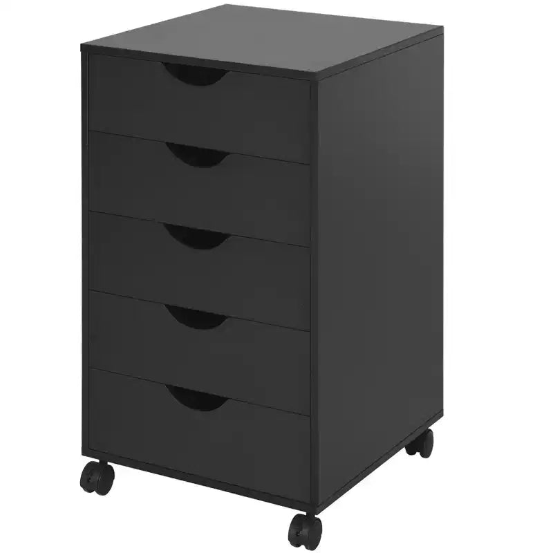 HOMCOM Meuble de Rangement à 5 Tiroirs pour Bureau, Organisateur de Rangement avec Style Nordique Minimaliste Moderne et Roues