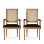 Set di 2 sedie da pranzo imbottite Maria French Country in legno e canna - Christopher Knight Home