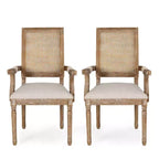 Set di 2 sedie da pranzo imbottite Maria French Country in legno e canna - Christopher Knight Home