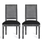 Lot de 2 chaises de salle à manger tapissées en bois et cannage style campagne française Regina - Christopher Knight Home