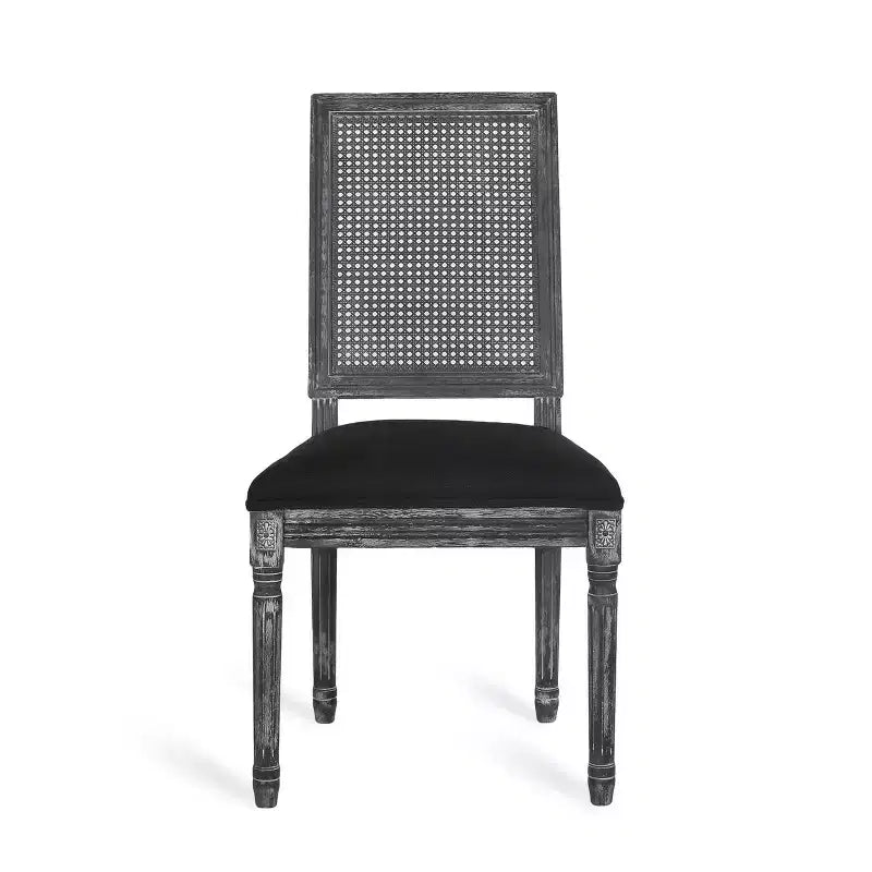 Lot de 2 chaises de salle à manger tapissées en bois et cannage style campagne française Regina - Christopher Knight Home