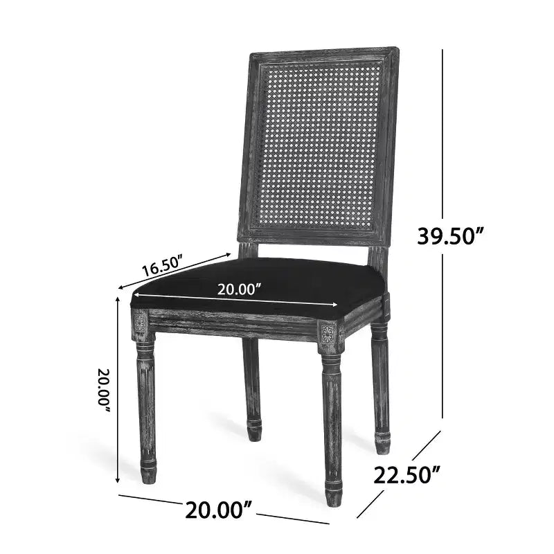 Lot de 2 chaises de salle à manger tapissées en bois et cannage style campagne française Regina - Christopher Knight Home