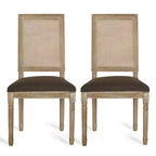 Lot de 2 chaises de salle à manger tapissées en bois et cannage style campagne française Regina - Christopher Knight Home