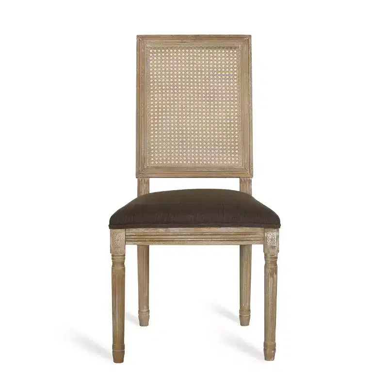 Lot de 2 chaises de salle à manger tapissées en bois et cannage style campagne française Regina - Christopher Knight Home