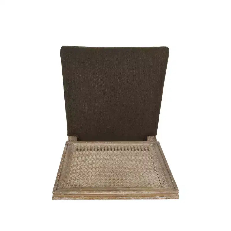 Lot de 2 chaises de salle à manger tapissées en bois et cannage style campagne française Regina - Christopher Knight Home