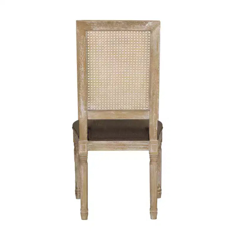 Lot de 2 chaises de salle à manger tapissées en bois et cannage style campagne française Regina - Christopher Knight Home
