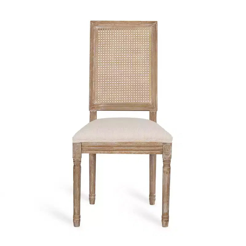 Lot de 2 chaises de salle à manger tapissées en bois et cannage style campagne française Regina - Christopher Knight Home
