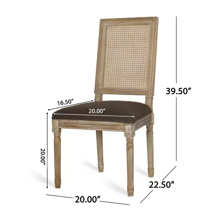 Lot de 2 chaises de salle à manger tapissées en bois et cannage style campagne française Regina - Christopher Knight Home