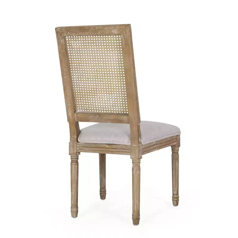 Lot de 2 chaises de salle à manger tapissées en bois et cannage style campagne française Regina - Christopher Knight Home