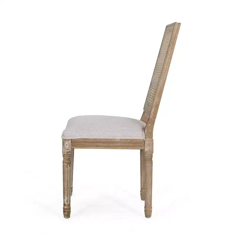 Lot de 2 chaises de salle à manger tapissées en bois et cannage style campagne française Regina - Christopher Knight Home