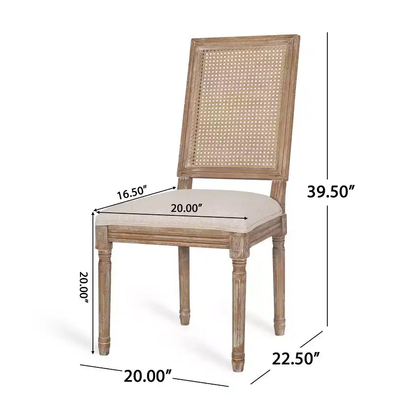 Lot de 2 chaises de salle à manger tapissées en bois et cannage style campagne française Regina - Christopher Knight Home