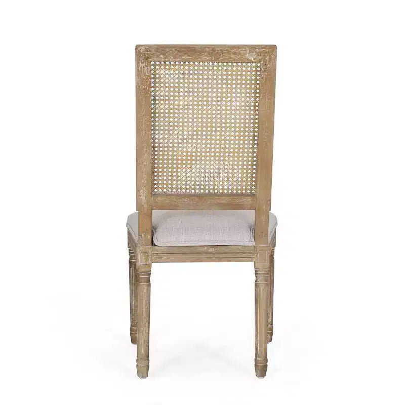Lot de 2 chaises de salle à manger tapissées en bois et cannage style campagne française Regina - Christopher Knight Home