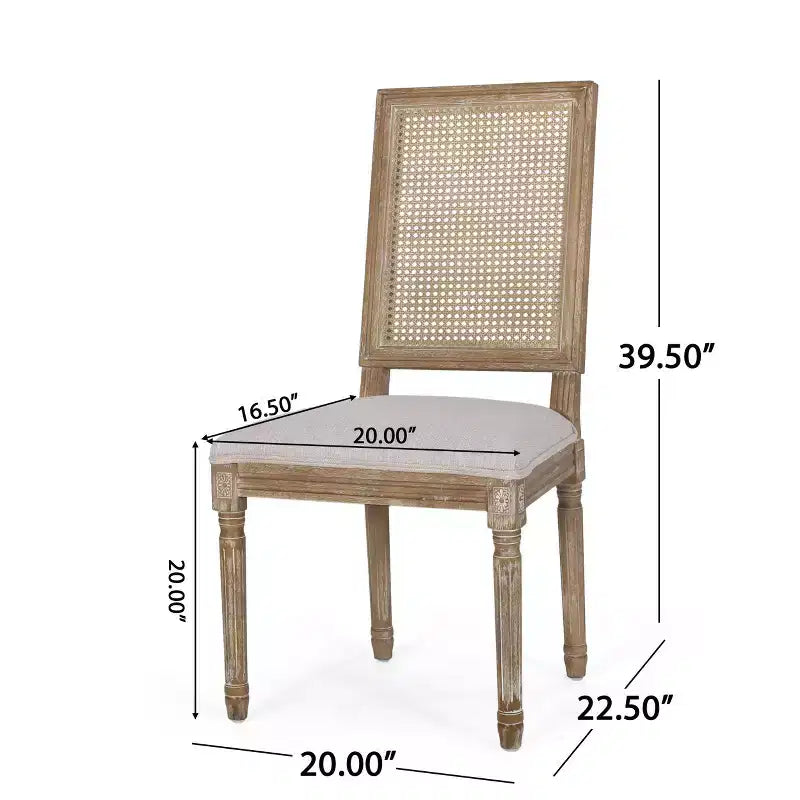 Lot de 2 chaises de salle à manger tapissées en bois et cannage style campagne française Regina - Christopher Knight Home