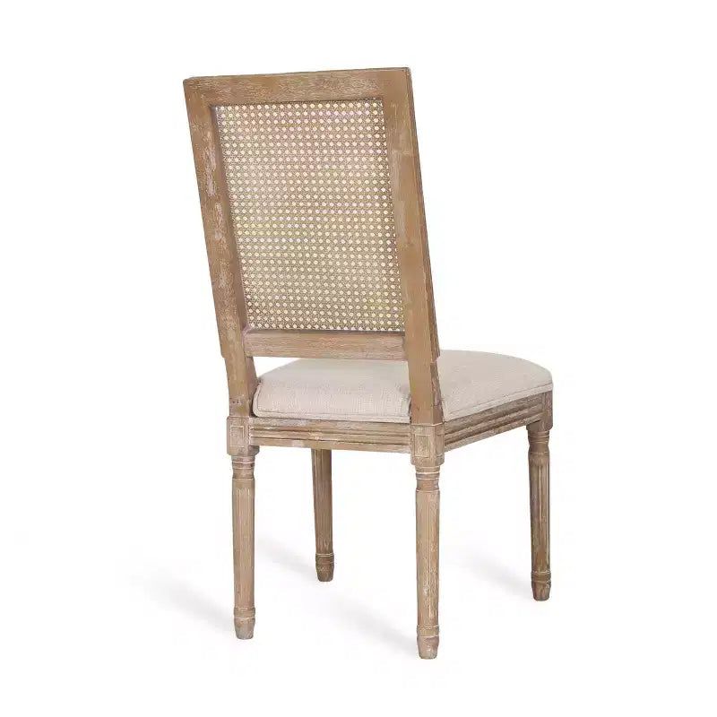 Lot de 2 chaises de salle à manger tapissées en bois et cannage style campagne française Regina - Christopher Knight Home