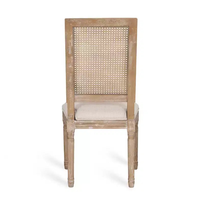 Lot de 2 chaises de salle à manger tapissées en bois et cannage style campagne française Regina - Christopher Knight Home