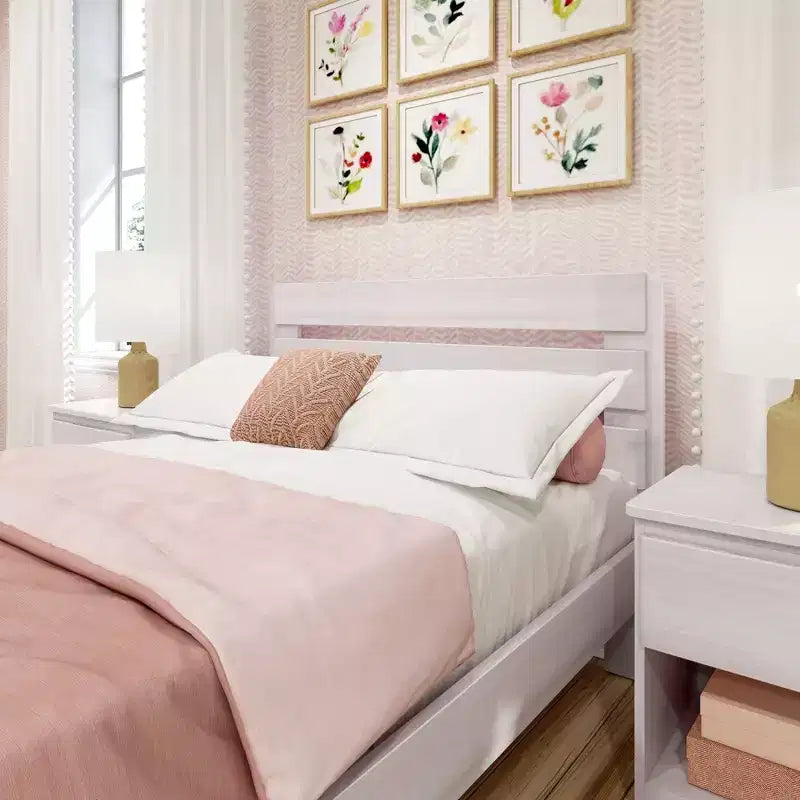 Max & Lily Struttura Letto Matrimoniale, Letto a Piattaforma in Legno Massello Stile Rustico con Testiera a Doghe