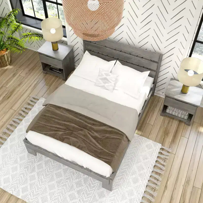 Max & Lily Struttura Letto Matrimoniale, Letto a Piattaforma in Legno Massello Stile Rustico con Testiera a Doghe