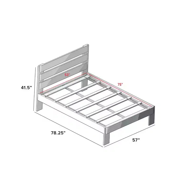Max & Lily Struttura Letto Matrimoniale, Letto a Piattaforma in Legno Massello Stile Rustico con Testiera a Doghe