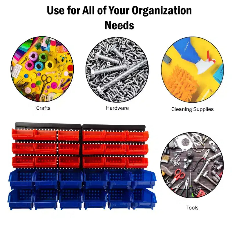 Fleming Supply Scaffale Organizer da Parete con 30 Scomparti - Rosso/Blu
