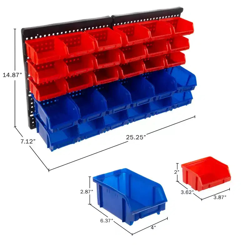Fleming Supply Scaffale Organizer da Parete con 30 Scomparti - Rosso/Blu