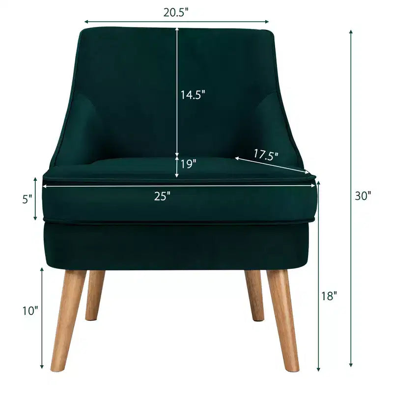 Poltrona Accent Costway in velluto, divano singolo con gambe in legno di caucciù rosa/verde/grigio