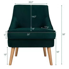 Poltrona Accent Costway in velluto, divano singolo con gambe in legno di caucciù rosa/verde/grigio