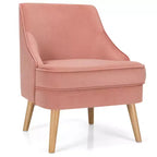 Poltrona Accent Costway in velluto, divano singolo con gambe in legno di caucciù rosa/verde/grigio