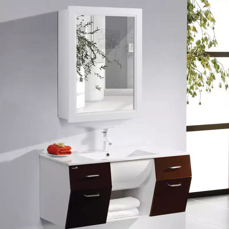 Costway Mobiletto a Specchio da Bagno Pensile da Cucina per Medicinali con Ripiano Regolabile