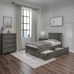 Struttura letto matrimoniale Max & Lily con cassetti contenitore, piattaforma letto in legno massello per bambini