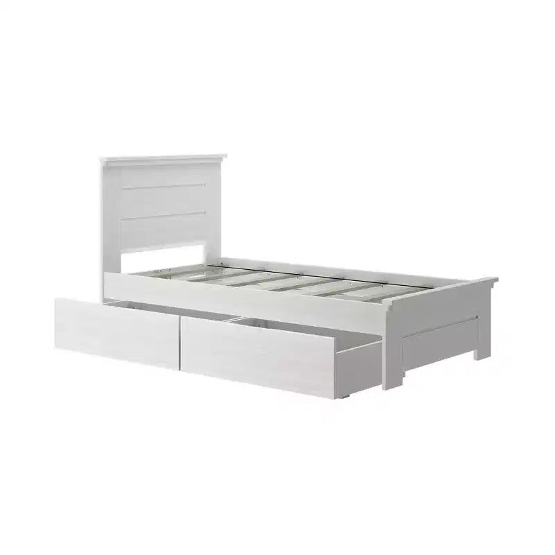 Struttura letto matrimoniale Max & Lily con cassetti contenitore, piattaforma letto in legno massello per bambini
