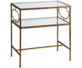 Uttermost Traditional Iron Accent Side End Table 23 3/4 x 14 with Shelf Antiqued Gold Leaf Clear Glass for Living Room Bedroom